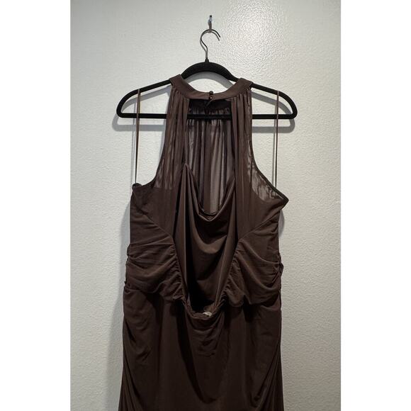 Abercrombie & Fitch Vol. 28 Maxi Dress Womens XXXL Brown Sheer Halter Open Back - Picture 2 of 10